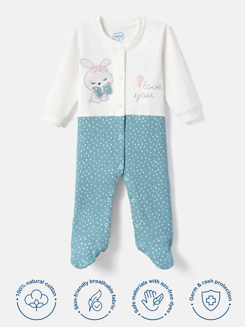 Nautinati  Baby Girls' Cotton All-over Polka Printed Sleepsuit with Snap Buttons for Women | Best Price UAE